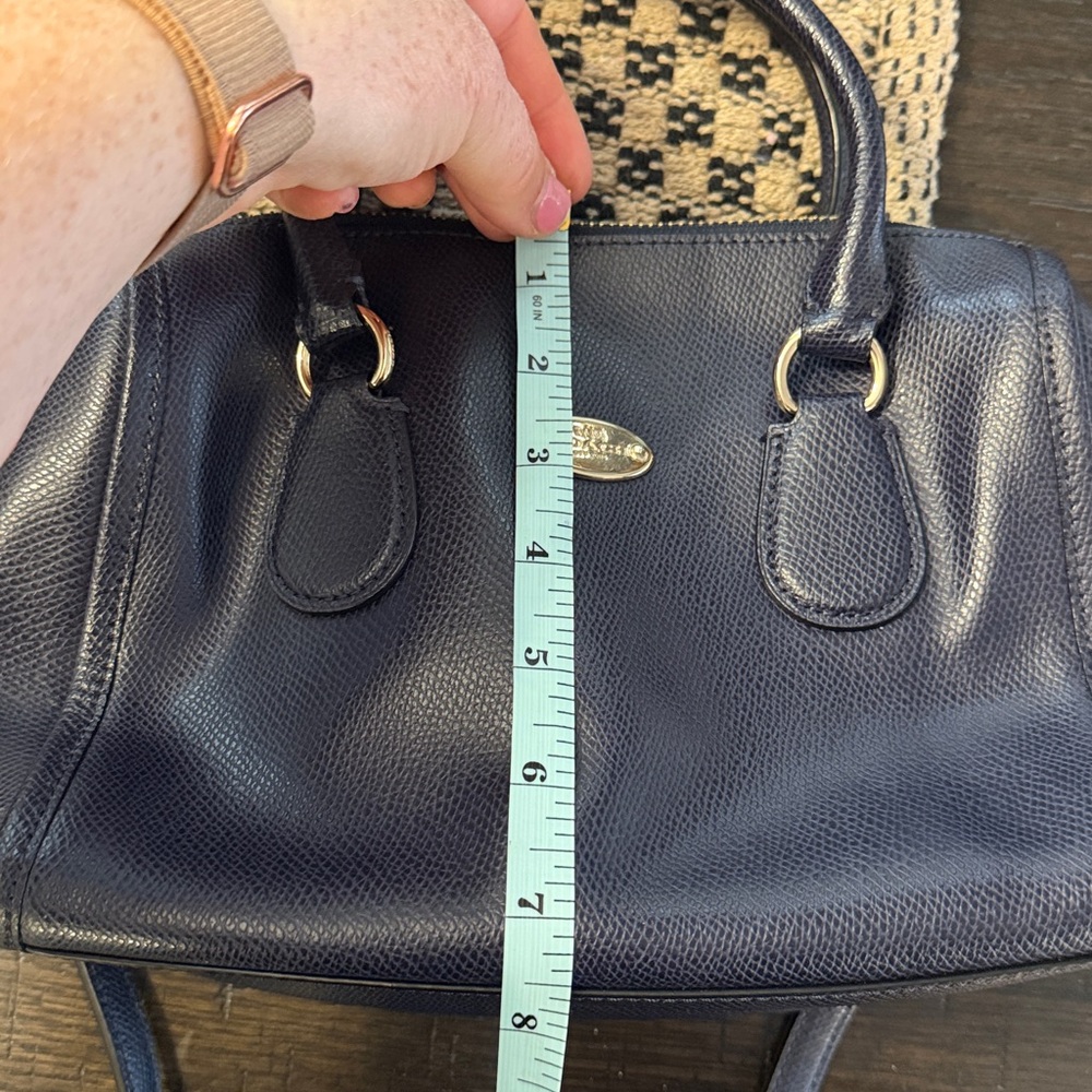 Navy Women's Leather Satchel Handbag - Classic Structured Purse navy - Picture 8 of 8